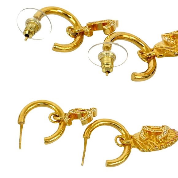 CHANEL Authentic Gold Logo Earrings - Picture 3 of 5